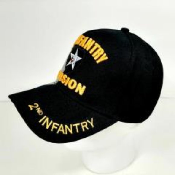 US Army 2nd Infantry Division Men's Ball Cap Hat Black Embroidered Acrylic - Picture 4 of 6